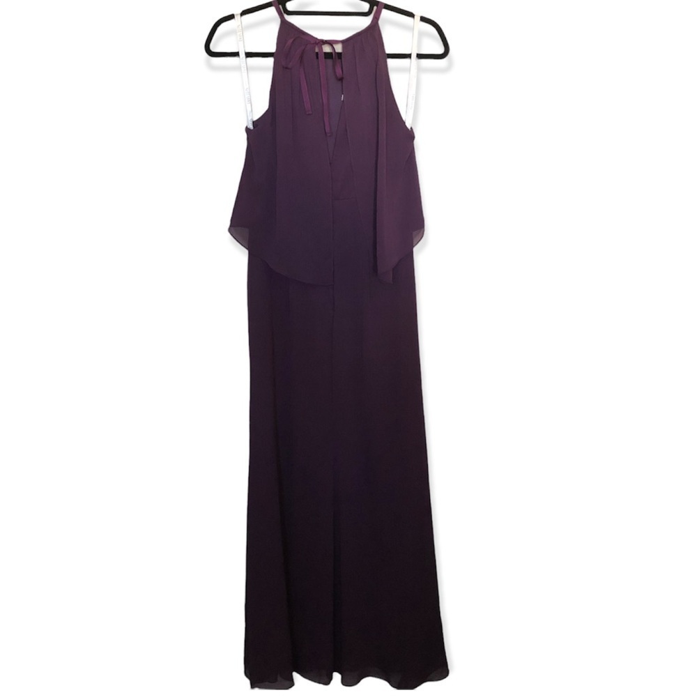 David Bridal flounced crinkle chiffon sheath bridesmaids dress - Picture 5 of 10